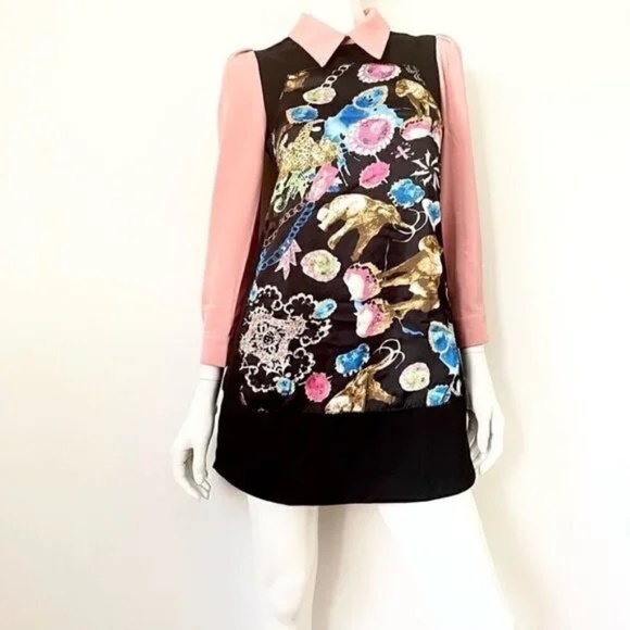 Victoria by Victoria Beckham Colour Block With Silk Overlay Shift Dress,… - Picture 1 of 15